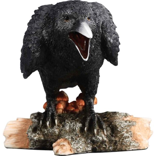 Crow on Small Log Statue