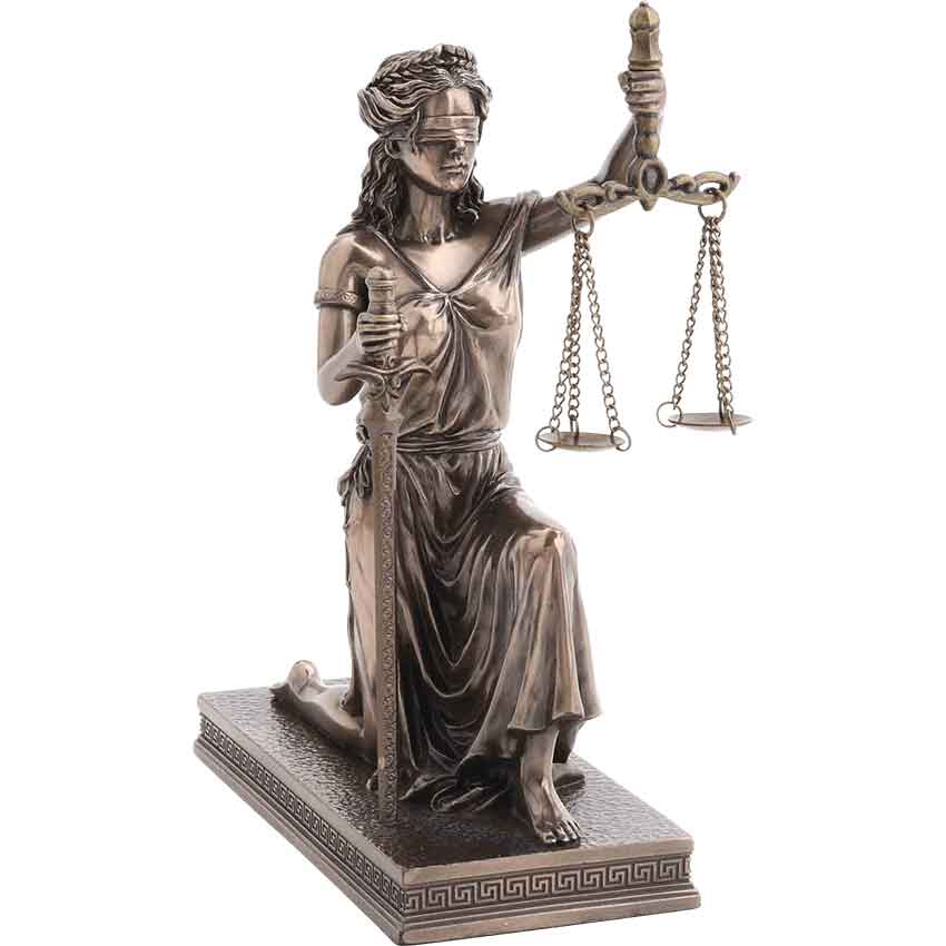 Bronze Kneeling Lady Justice Statue