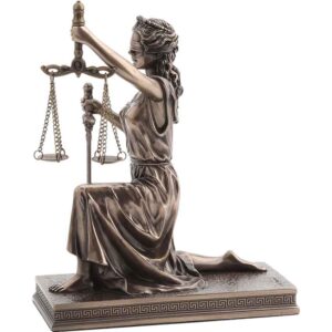 Bronze Kneeling Lady Justice Statue