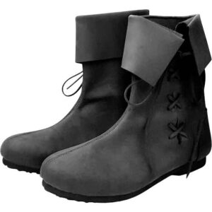 Nubuck Leather Medieval Boots - Black