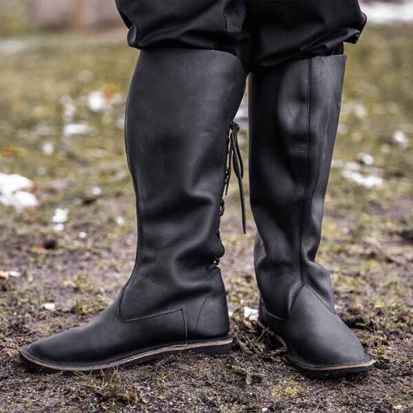 Tyra Medieval Leather Boots - Black