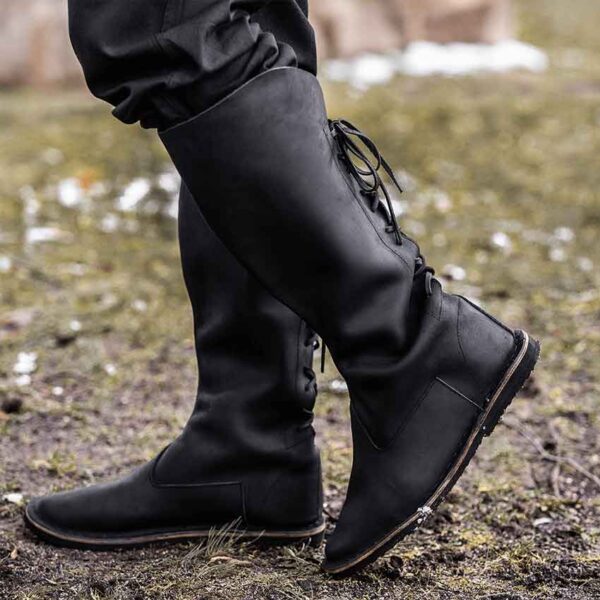Tyra Medieval Leather Boots - Black