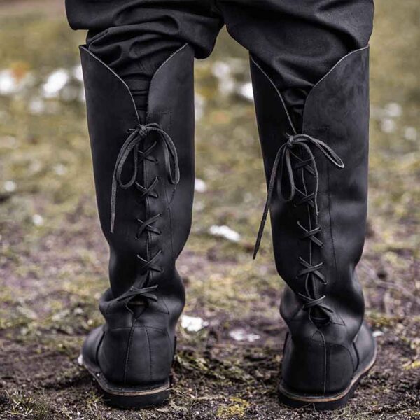 Tyra Medieval Leather Boots - Black