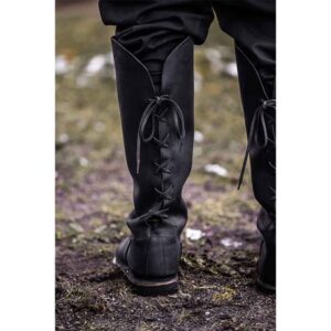 Tyra Medieval Leather Boots - Black