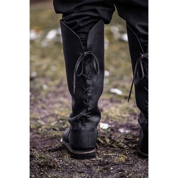Tyra Medieval Leather Boots - Black