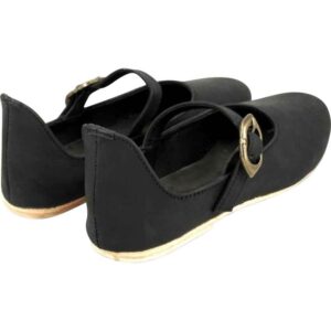 Cecilie Women's Medieval Leather Shoes - Black