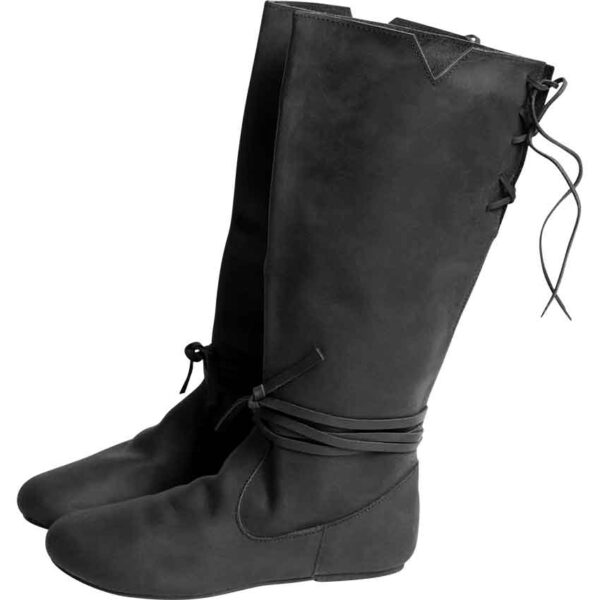 Ole Nubuck Leather Viking Boots - Black