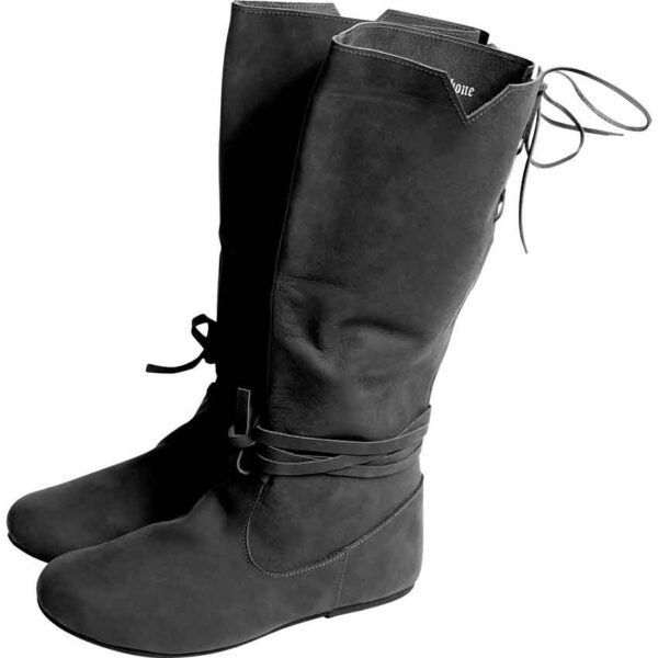 Ole Nubuck Leather Viking Boots - Black