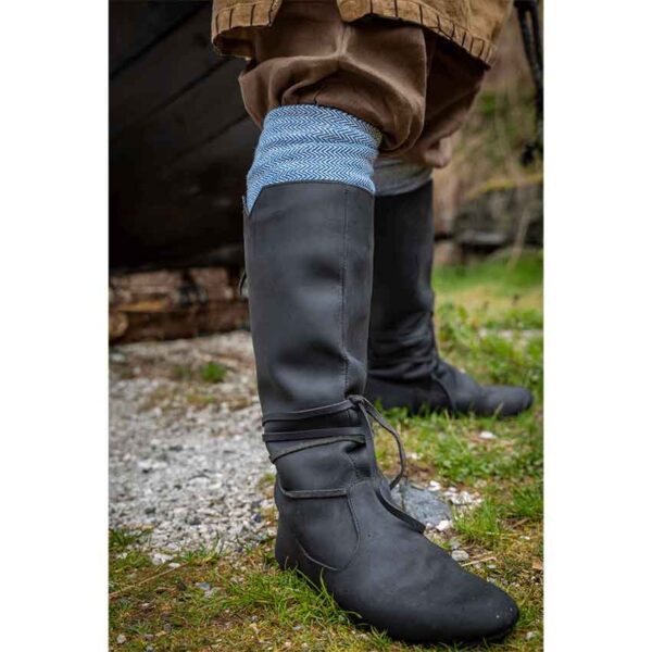 Ole Nubuck Leather Viking Boots - Black