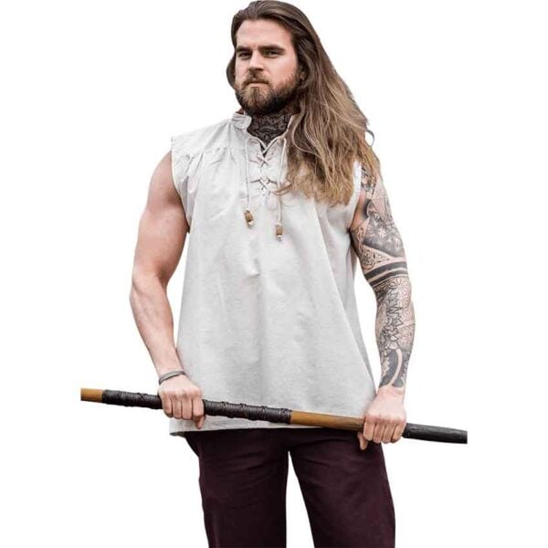 Louis Sleeveless Medieval Shirt - Natural