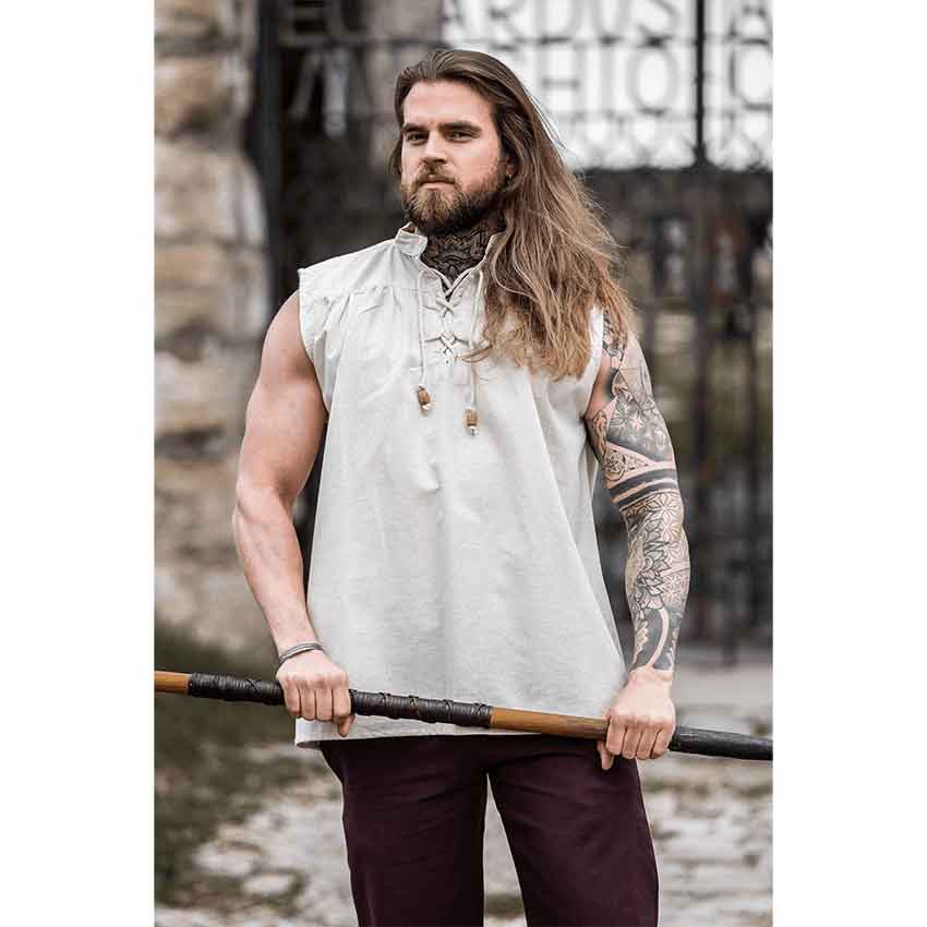 Louis Sleeveless Medieval Shirt - Natural