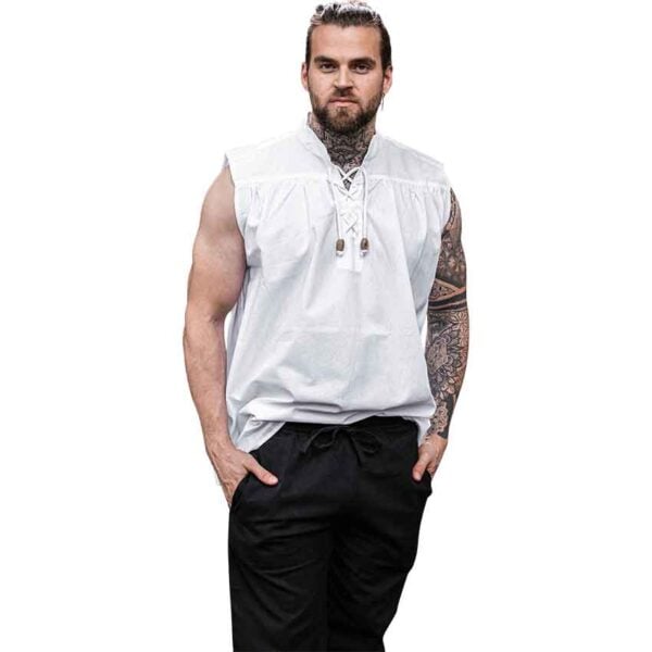 Louis Sleeveless Medieval Shirt - White