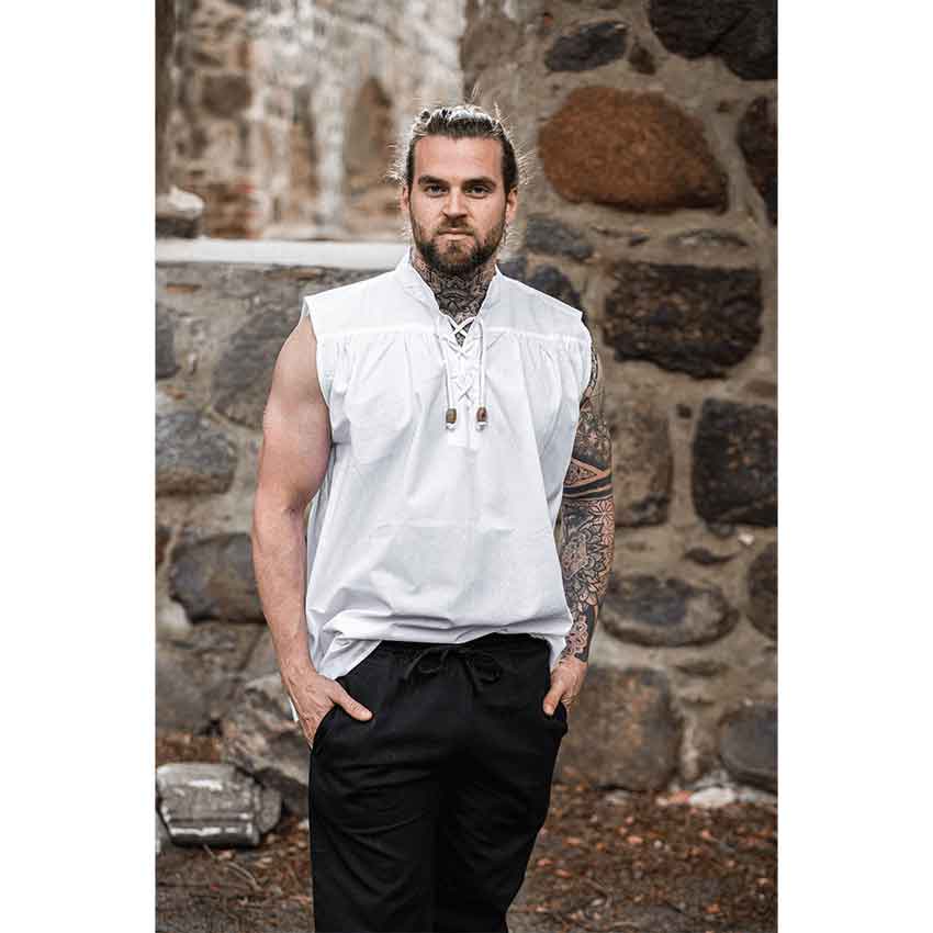 Louis Sleeveless Medieval Shirt - White