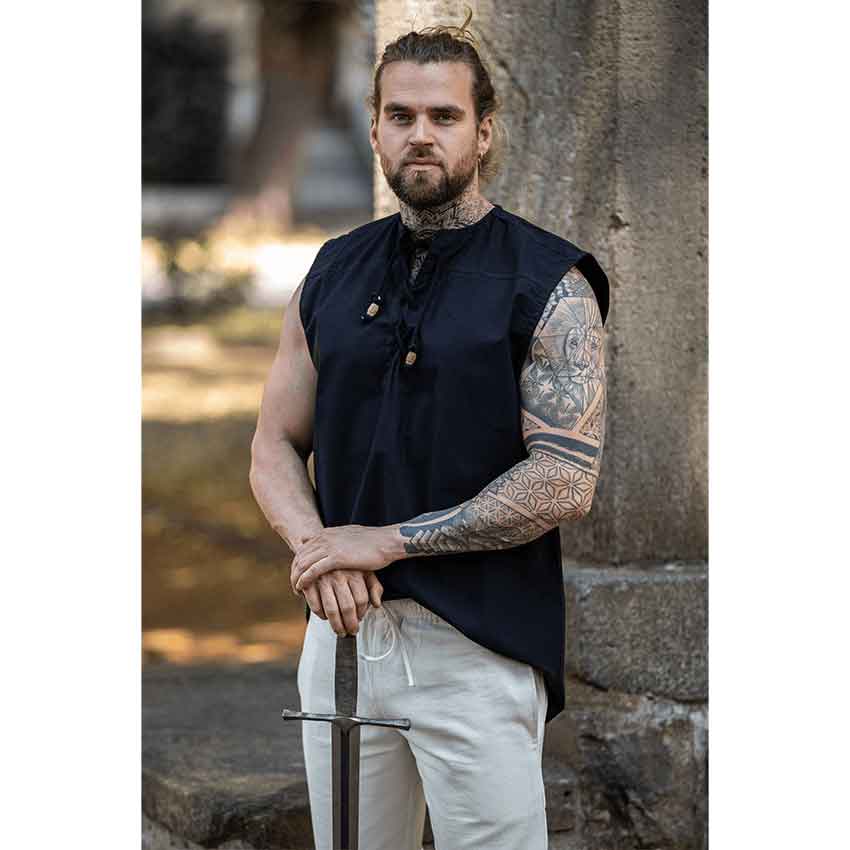 Jean Sleeveless Medieval Shirt - Black