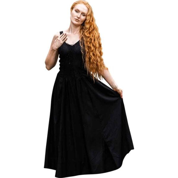 Jasmine Laced Bodice Medieval Dress - Black