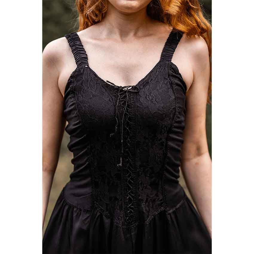 white christmas dresses Viking Women's Black Corset Dress – Gothic Steampunk Pirate Costume