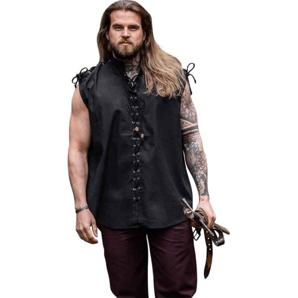Ott Sleeveless Medieval Shirt - Black