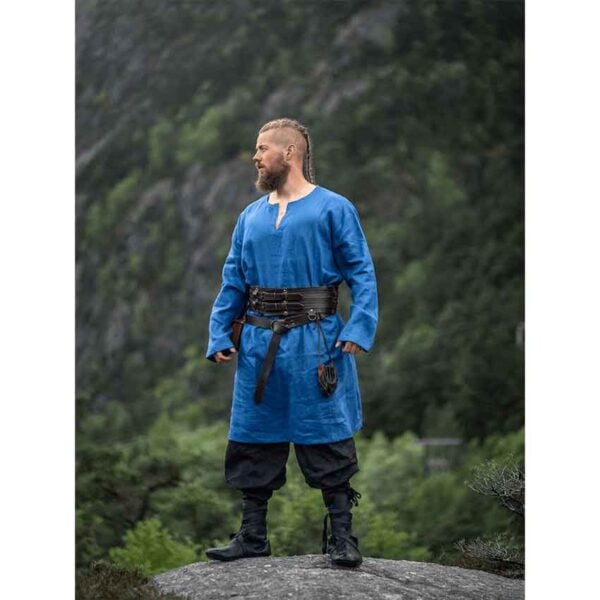 Halvar Linen Viking Tunic - Blue