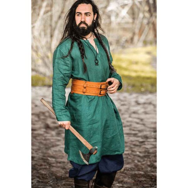 Halvar Linen Viking Tunic - Green