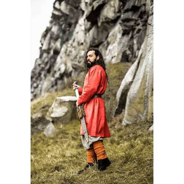 Halvar Linen Viking Tunic - Red