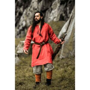 Halvar Linen Viking Tunic - Red