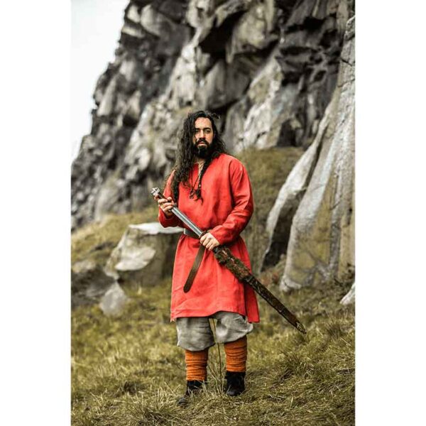 Halvar Linen Viking Tunic - Red