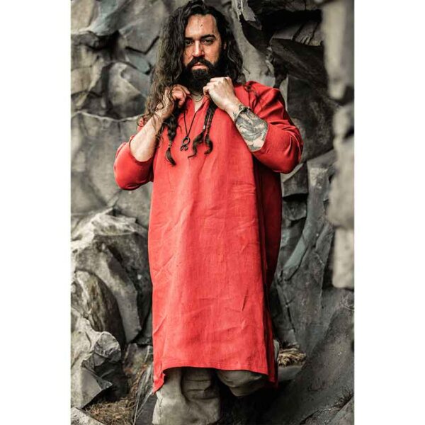 Halvar Linen Viking Tunic - Red