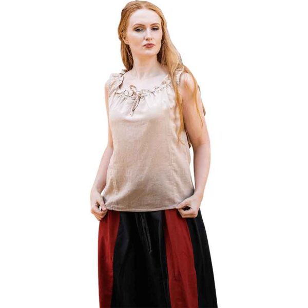 Adele Sleeveless Medieval Summer Blouse - Hemp