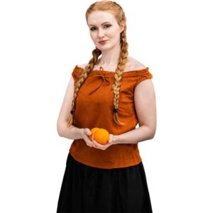 Adele Sleeveless Medieval Summer Blouse - Rust