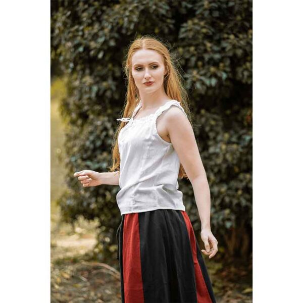 Adele Sleeveless Medieval Summer Blouse - White
