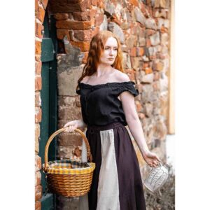 Lotte Ruffled Medieval Summer Blouse - Black