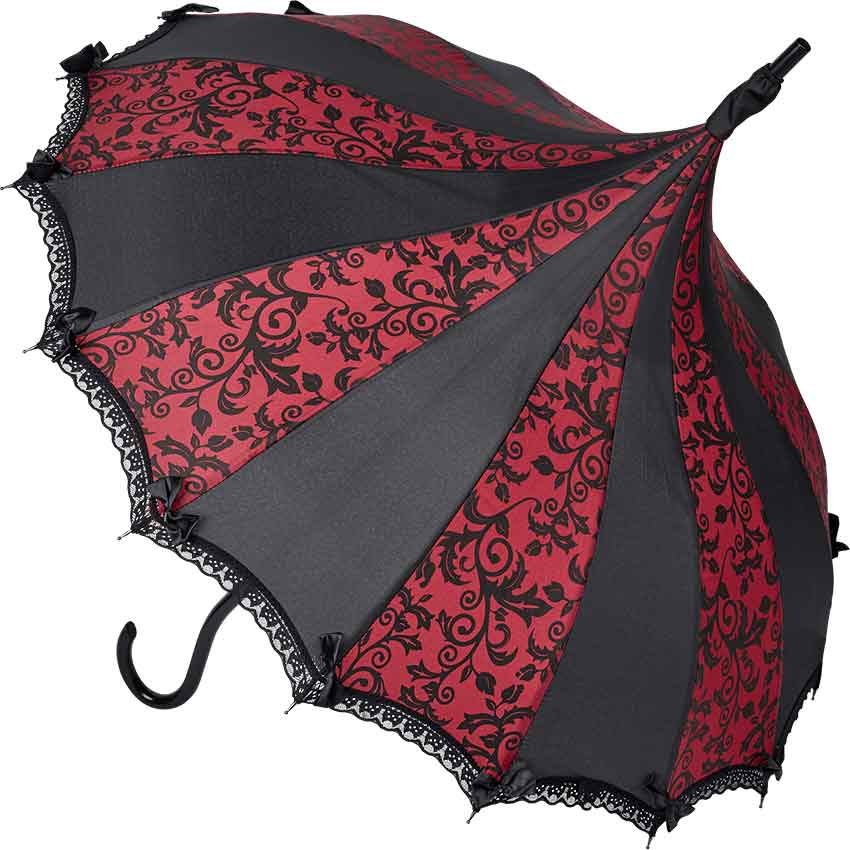Burgundy Flower Gothic Umbrella