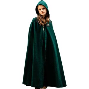 Kids Medieval Cloak with Clasp - Green