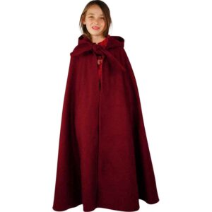 Henrik Kids Long Hooded Medieval Cloak - Red