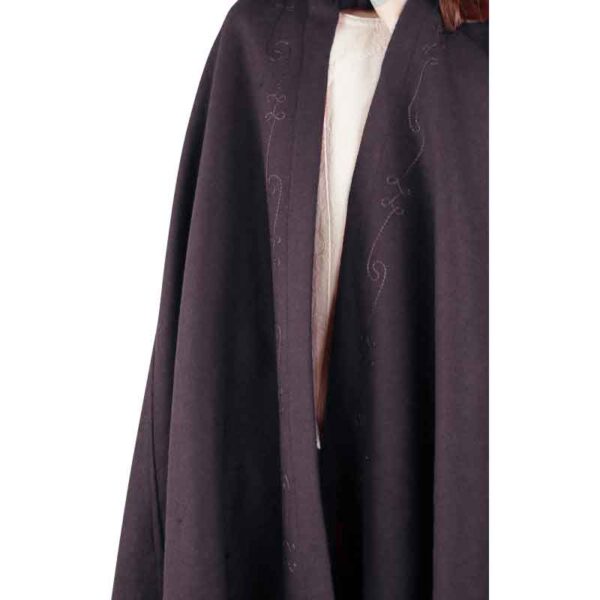 Heda Kids Embroidered Wool Cloak - Brown