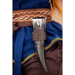 Hume Leather Drinking Horn Holder - Dark Brown