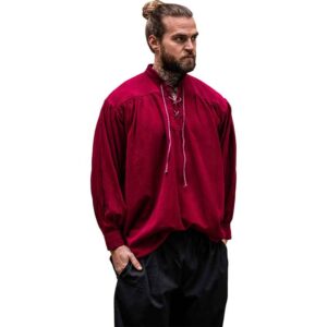 Friedrich Medieval Lace-Up Shirt – Wine Red