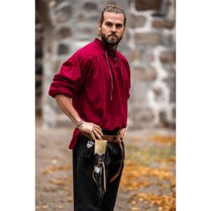 Friedrich Medieval Lace-Up Shirt – Wine Red