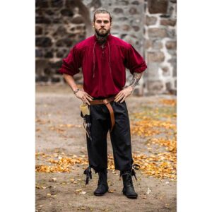 Friedrich Medieval Lace-Up Shirt – Wine Red