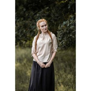Sandra Short Sleeve Medieval Blouse - Hemp