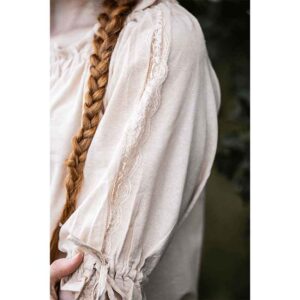 Sandra Short Sleeve Medieval Blouse - Hemp