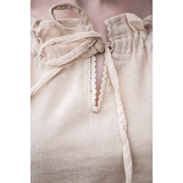 Sandra Short Sleeve Medieval Blouse - Hemp
