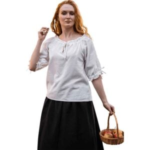 Sandra Short Sleeve Medieval Blouse - Natural