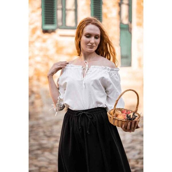 Sandra Short Sleeve Medieval Blouse - Natural