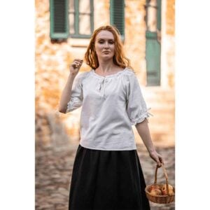 Sandra Short Sleeve Medieval Blouse - Natural