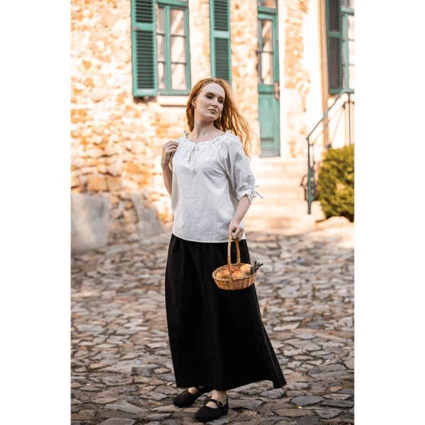 Sandra Short Sleeve Medieval Blouse - Natural