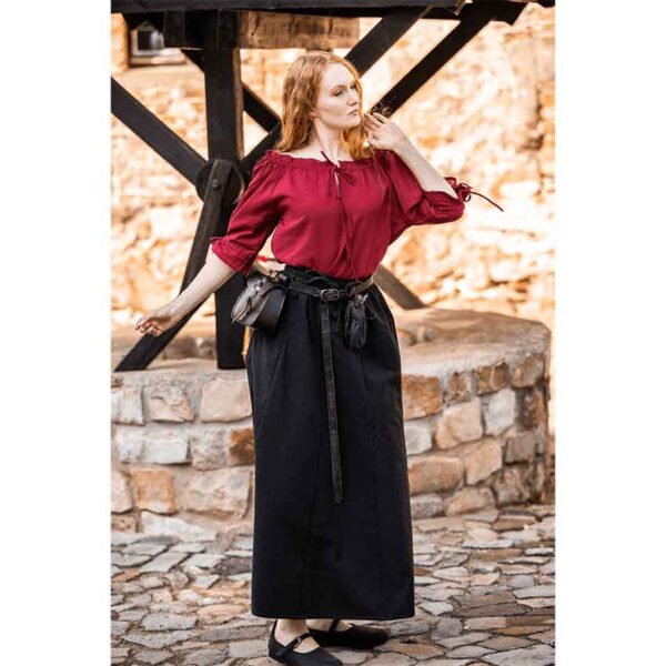 Sandra Short Sleeve Medieval Blouse - Red
