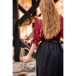Sandra Short Sleeve Medieval Blouse - Red