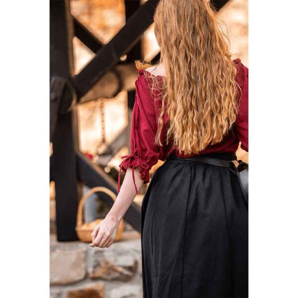 Sandra Short Sleeve Medieval Blouse - Red