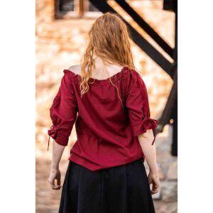 Sandra Short Sleeve Medieval Blouse - Red